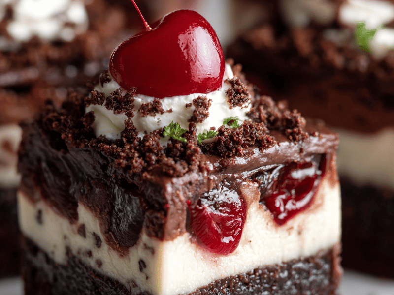 Brownie de avelã, cereja e amaretto