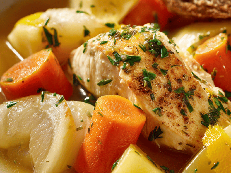 Frango com Legumes do Outono e Estragão