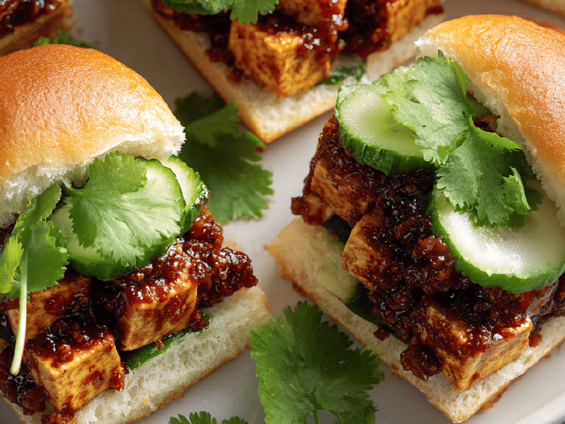 Mini sanduíches de tofu desfiado