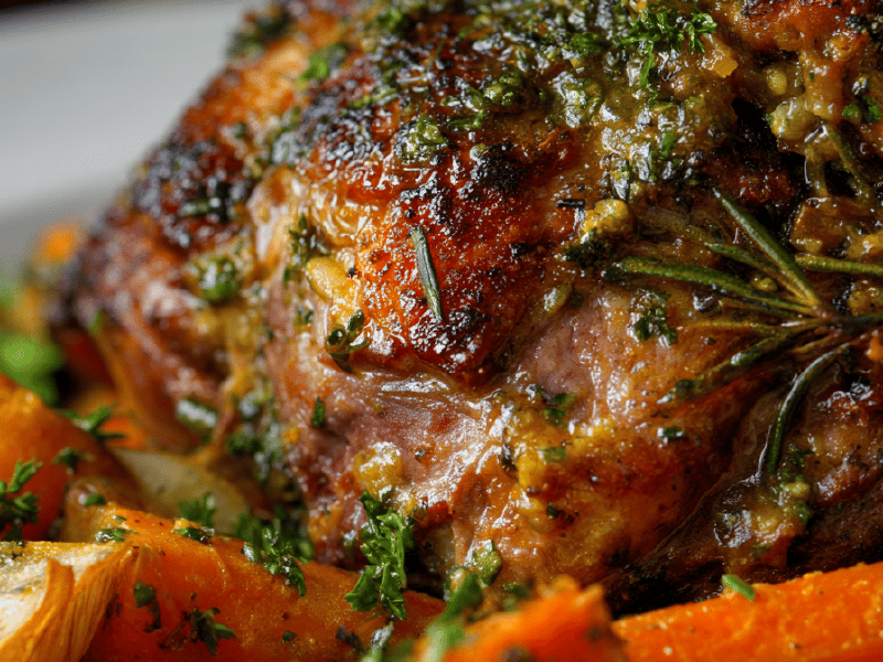 Pernil de cordeiro confitado