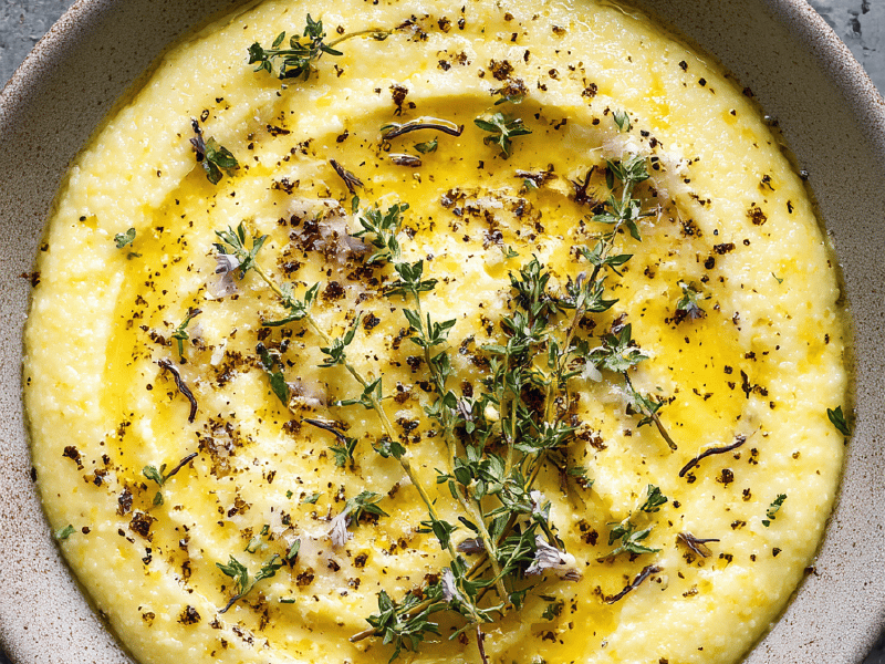 Polenta Rápida com Queijo Coalho