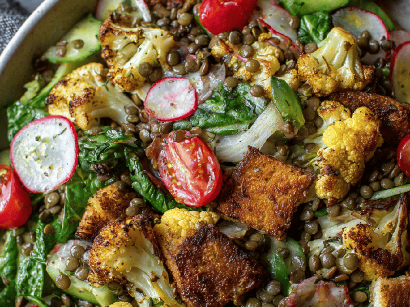 Salada Fattouche com Lentilhas