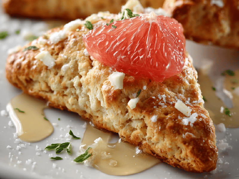 Scones de chocolate branco e grapefruit