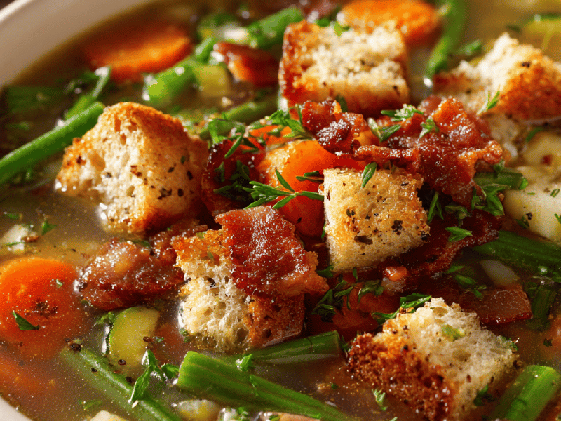 Sopa de Legumes com Crocantes de Bacon