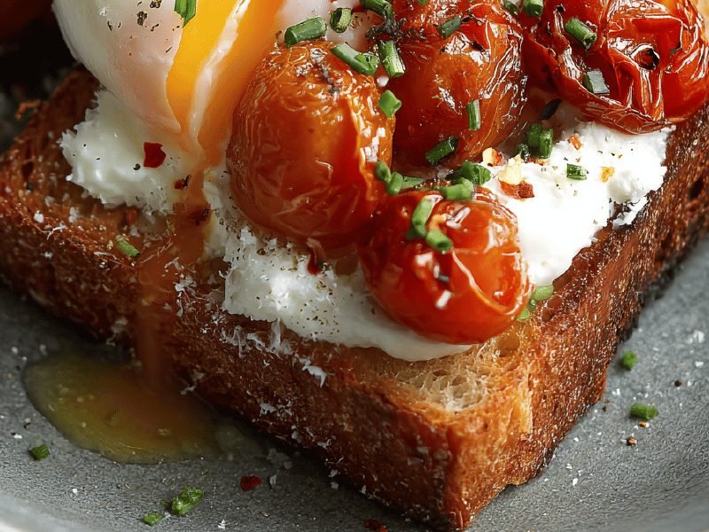 Tartines burrata e tomate assado