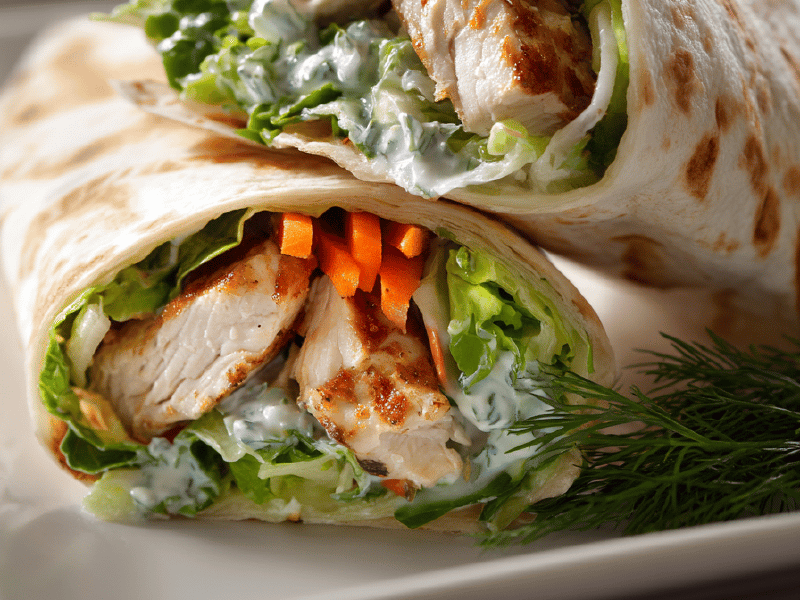 Wraps de frango com mostarda