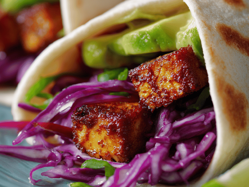 Wraps de Tofu ao Curry com Abacate